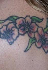 Drie gekleurde bloem tattoo ontwerpen