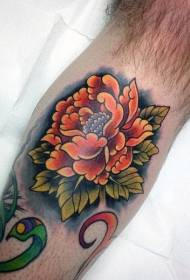 Хвостовик азиатский восточный стиль оранжевый пион цветок татуировки