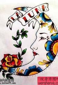 Il manoscritto del tatuaggio di Color Moon Rose funziona con il tatuaggio