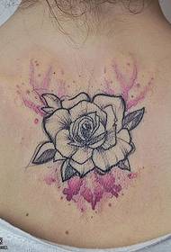 Natrag akvarel linija ruža tetovaža uzorak