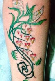 Rankos spalvos genties gėlių tatuiruotės modelis