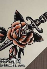 Rukopis dýka tŕň ruže tetovanie vzor