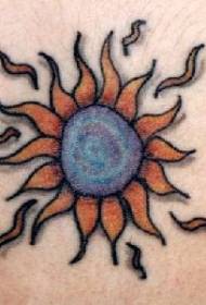 Modello di tatuaggio fiore sole colore spalla