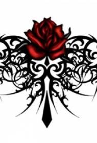 Vörös és fekete kontrasztú kreatív irodalmi gyönyörű Rózsa tetoválás kézirat