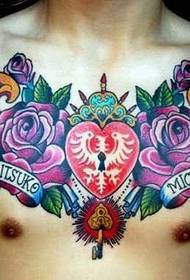 Modello di tatuaggio di scuola di ali di rosa