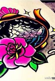 Modello di tatuaggio rosa bollitore colore scuola