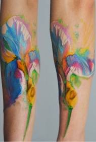 Beinwasserfarbiris-Blumentätowierungsmuster