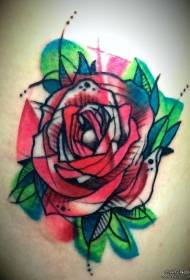 Motif de tatouage ligne rose et européenne d'encre splash couleur rose