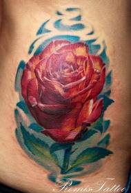 Реалистични узорак тетоваже руже у боји струка
