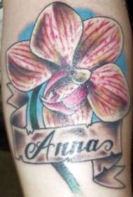 Rankos spalvos pavadinimas ir orchidėjos tatuiruotės modelis