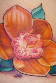 Sievietes rokas krāsas reālistisks orhidejas tetovējuma attēls