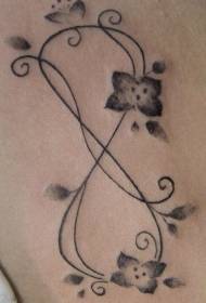 ບ່າໄຫລ່ສີເທົາ infinity ສັນຍາລັກແບບດອກໄມ້ tattoo