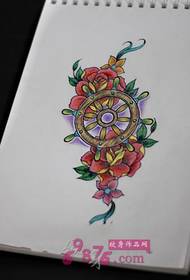 Rose rudder tattoo manuskriptfoto