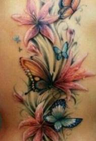 Farebný kvetinový vzor tetovania Krásna a jemná sada farebných kvetinových vzorov tetovania
