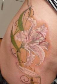 Pola tato lily putih realistis pinggang