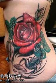 Waist red rose tattoo pattern