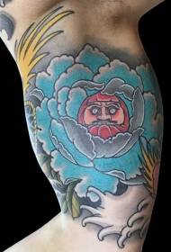 Rameno starý styl barevný květ s tumbler tetování
