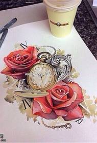 Maschera variopinta del manoscritto del tatuaggio dell'orologio della rosa