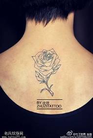 Motivo tatuaggio rosa spina a punta sul retro