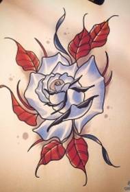 European and American rose color school tattoo pattern manuscript