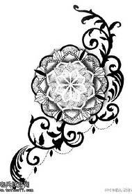 Vintage tintes tintes peoniju ziedu ģeometriskās līnijas tetovējums