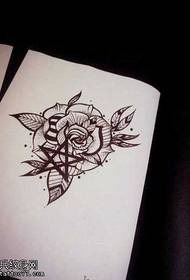 Manuscript rose tattoo pattern