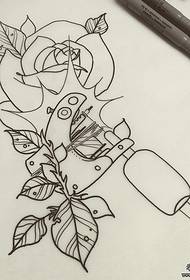 Tattoo machine rose line tattoo pattern manuscript