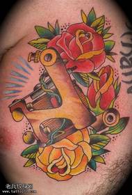 Chest rose tattoo machine tattoo pattern