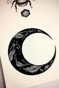 Manoscritto tatuaggio creativo fresco lascia foglie arte luna piccolo bello fresco