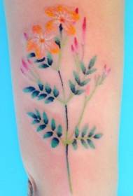Small, fresh, rainbow-colored flower tattoo pattern