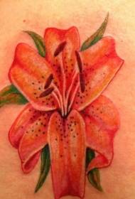 Kvindelig rygfarvet tatoveringsmønster for lilje