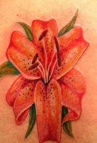 Modello di tatuaggio di giglio colorato posteriore femminile