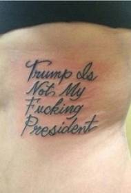 Babae na mga larawan na may maikling pintig na tattoo sa gilid ng baywang
