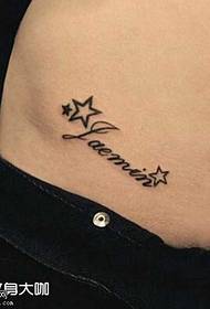 Patrón de tatuaje inglés de cinco estrellas en la cintura