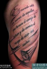 Modello di tatuaggio di carattere inglese gamba