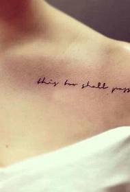 High cold girl clavicle small fresh English tattoo pattern