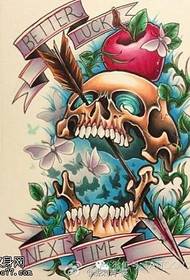 schedel pijl apple tattoo manuscript patroon