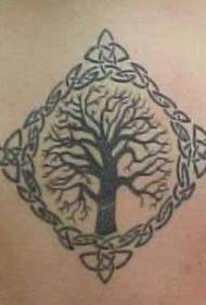 Karangan persegi dengan pola tato pohon hitam