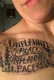 Drengens bryst på sortgrå linje skitser litterær blomsterlegeme engelsk tatovering billede