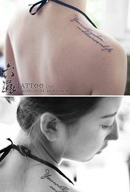 Simple and popular letter tattoo on the shoulder of a girl