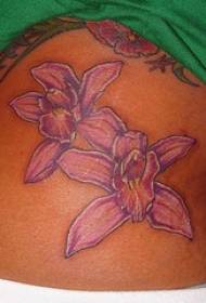Ang kolor sa kolor sa pink nga orchid nga tattoo sa orkid