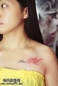 Lub hauv siab clavicle English totem tattoo qauv