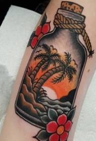 Modello del tatuaggio dell'albero di cocco -14 modello letterario squisito del tatuaggio del cocco di estate