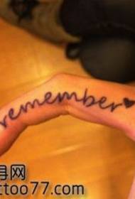 Modello di tatuaggio bellissimo dito classico lettera