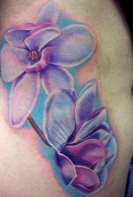Modello di tatuaggio a coste laterali di orchidea blu