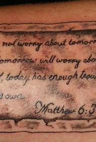 Personality English Diary Tattoo Picture