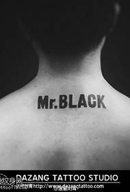 English alphabet tattoo pattern on the back