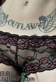 Beauty belly english alphabet tattoo pattern