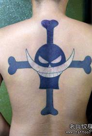 Bumalik puting balbas na pirata ng pangkat ng logo ng pattern ng tattoo
