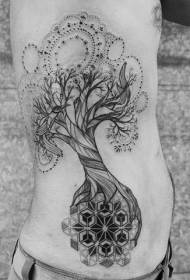 Side rib kompleks sort træ tatoveringsmønster